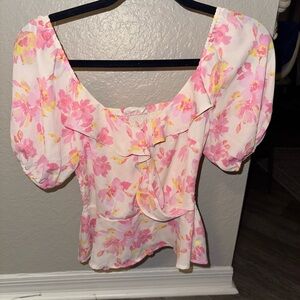 5 for $20 🌹 Spring Floral, Gently worn once blouse Sz XS